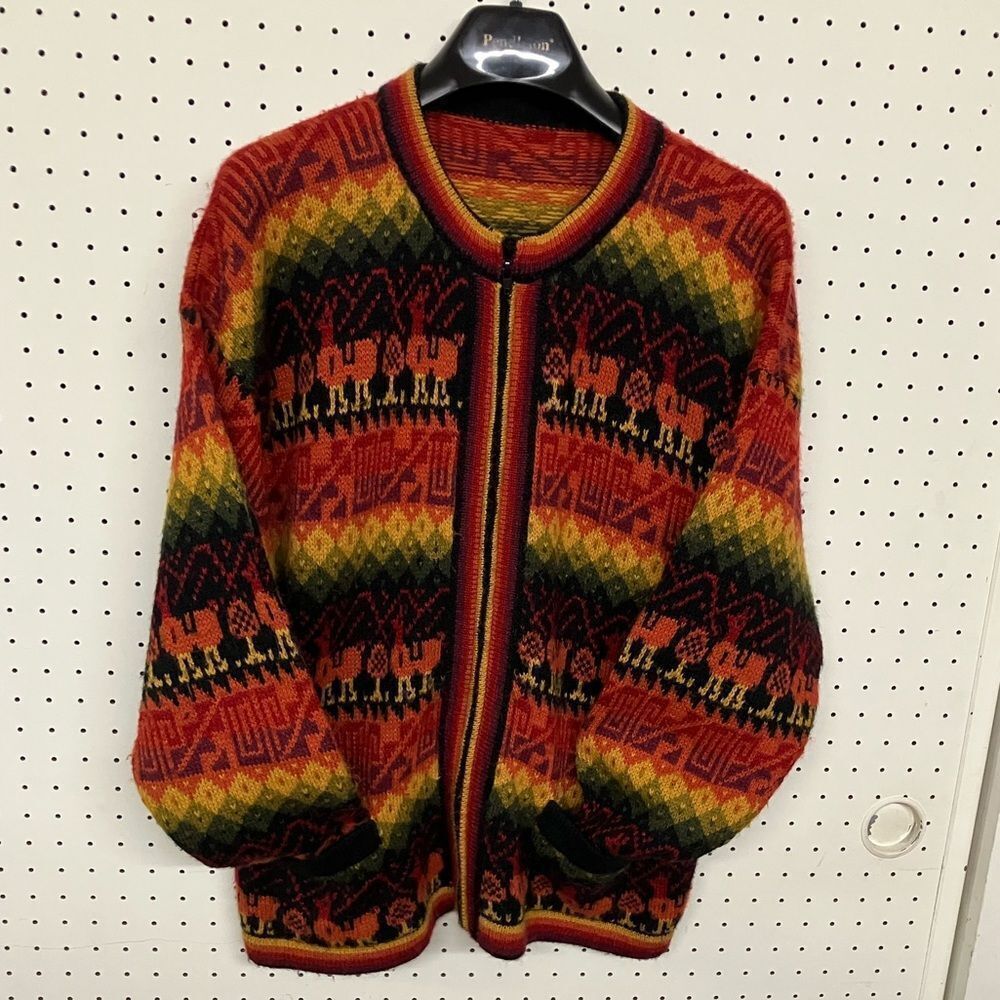 Vibrant Multicolor Knit Sweater, XL